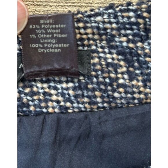 Ann Taylor Wool Blend Mini Skirt Womens Size 10 Navy Blue/Cream/White Tweed Fall - Picture 6 of 7
